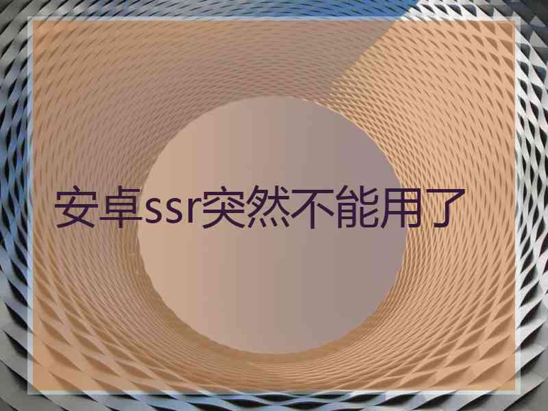 安卓ssr突然不能用了 安卓ssr突然不能用了